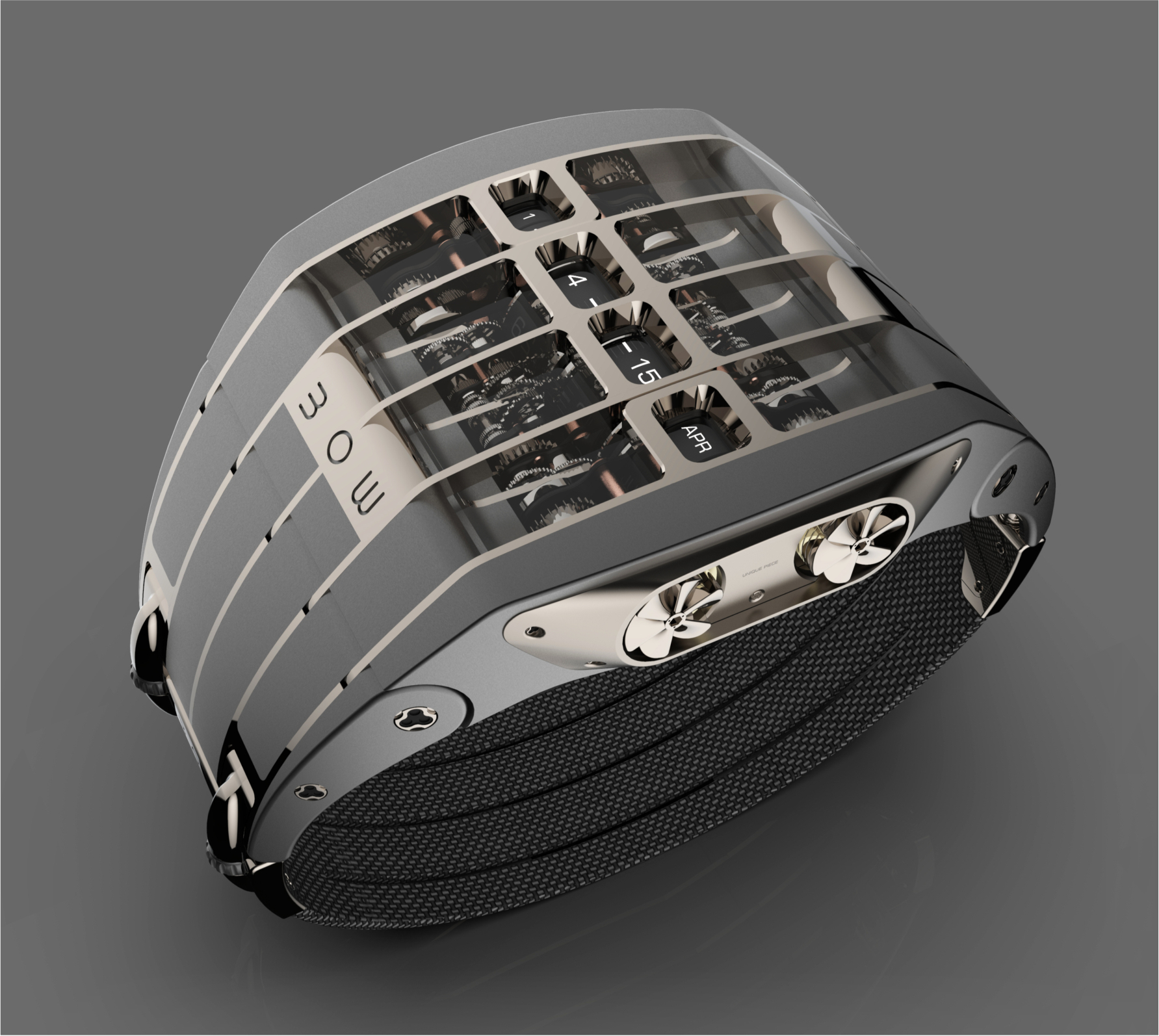 BOW watch — silver variant, full perspective render