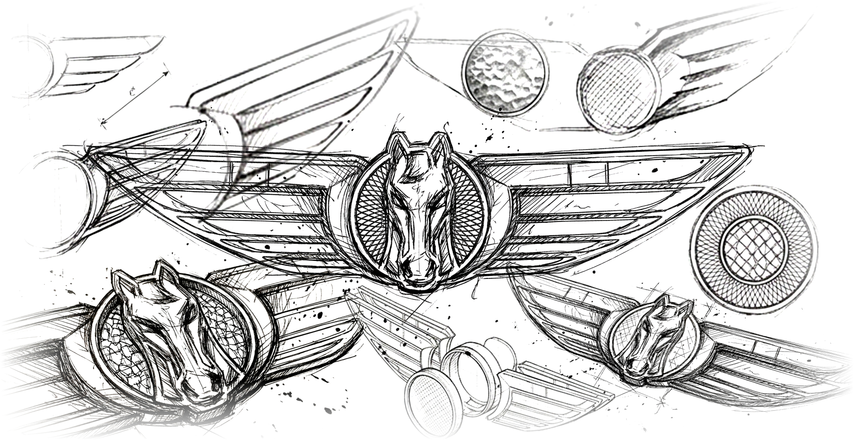 LEVC insignia — design sketches and 3D explorations
