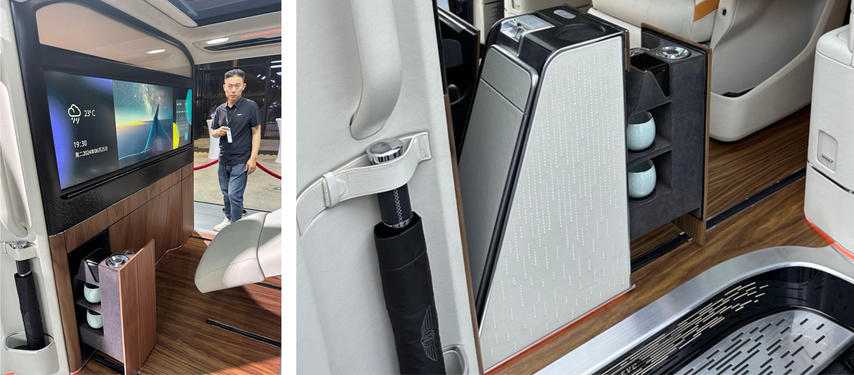 LEVC L380 — rear divider with display, modules and service compartments