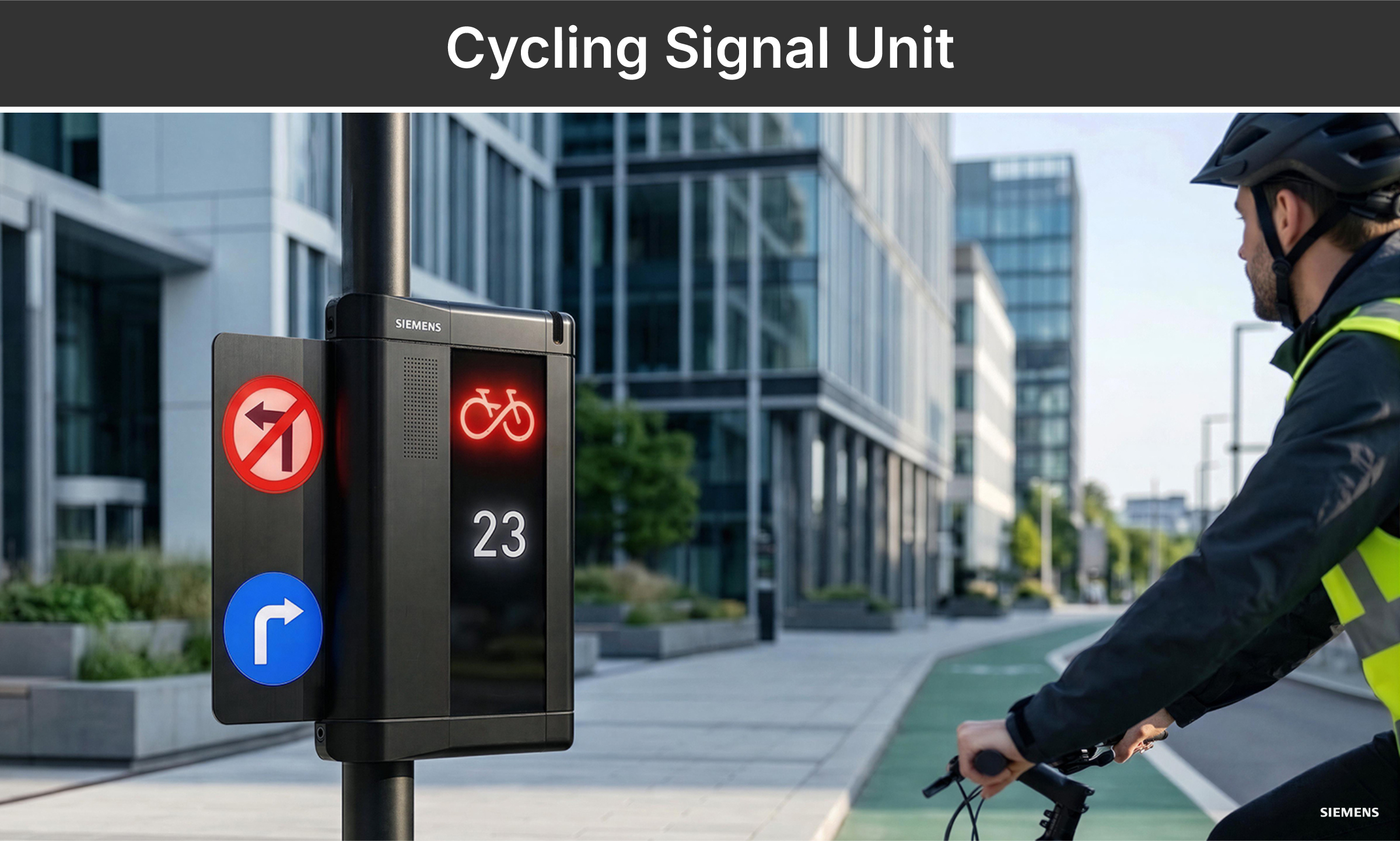 Cycling signal unit — cyclist approaching urban signal